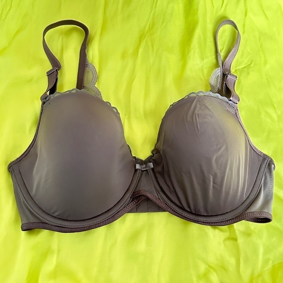 BRA 34DD Paramour underwire, lightly padded opaque lace brown 225073 EUC 3436 GC - Picture 1 of 8